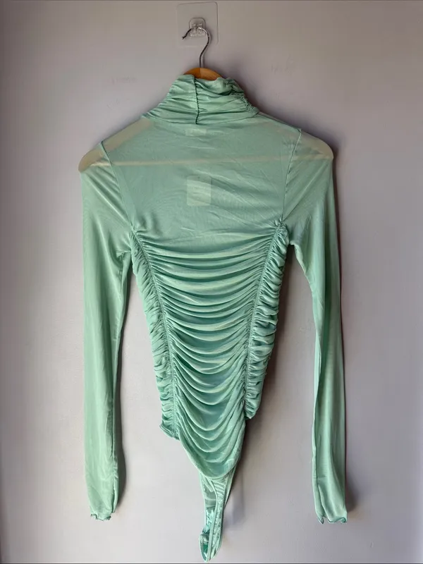 NWT Free People Sheer Intimately It All Turtle Neck Mesh Long Sleeve Bodysuit - Image 4