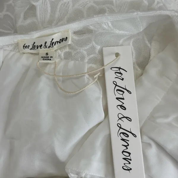 For Love & Lemons White Floral Lace Mini Dress Strappy Size Small New - Image 2