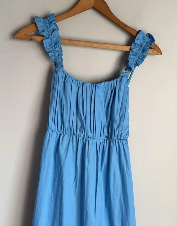 NEW Abercrombie & Fitch poplin bow back ruffle strap maxi dress XS - Image 6