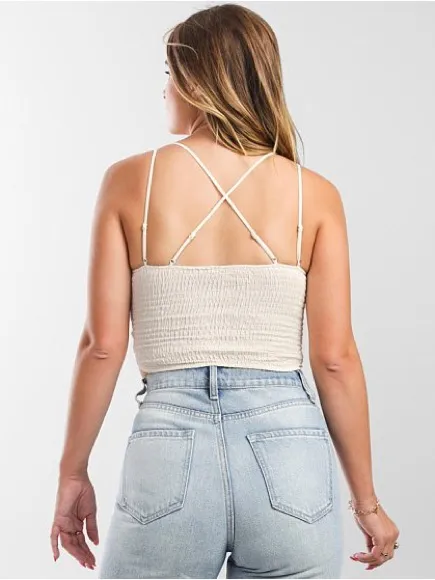 Willow & Root Crochet Full Coverage Bralette Natural Size Large Boho V-Neck - Image 3