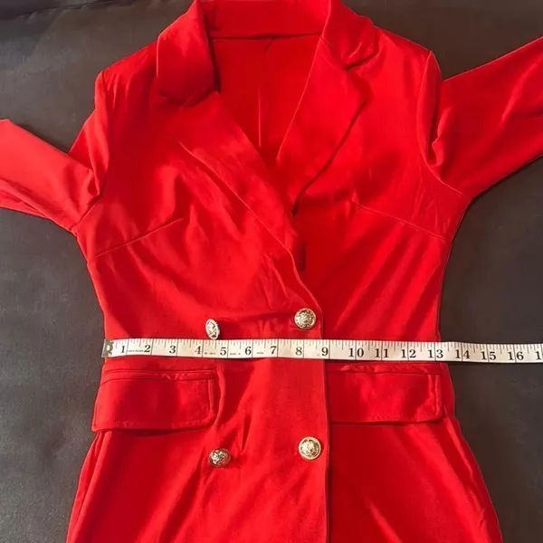 Women’s Red Double-Breasted Long Sleeve Jacket Dress **Size M Runs SMALL NWOT - Image 10