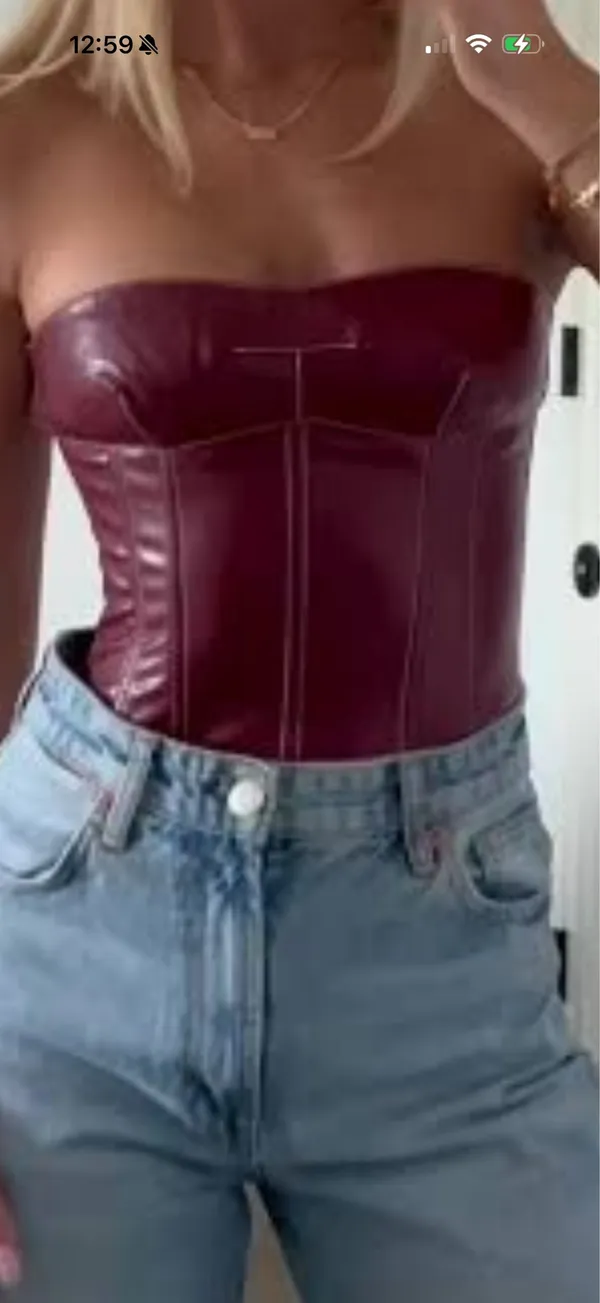Edikted Top Corset Red Leather Faux - Image 3