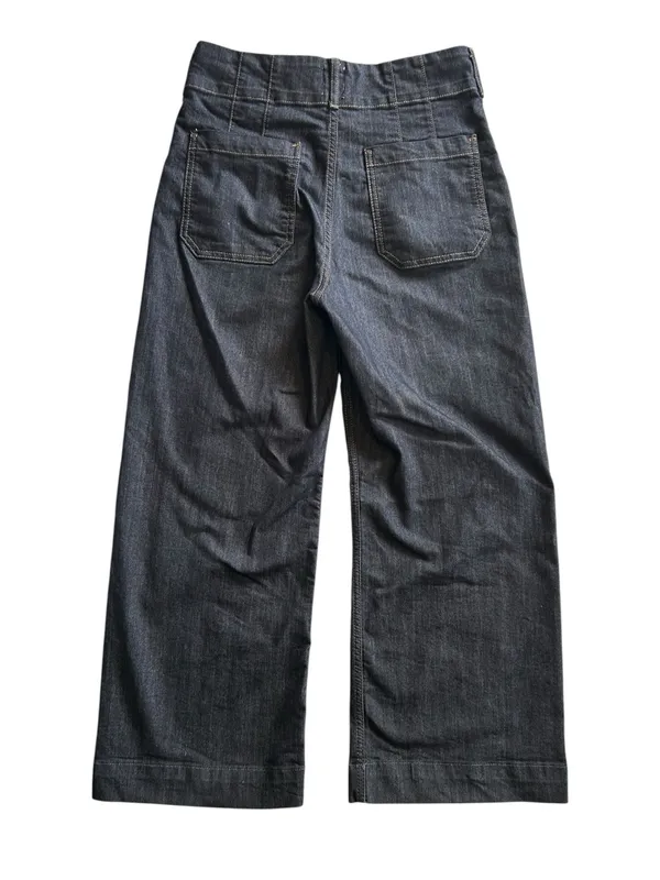Maeve Colette High-Rise Wide-Leg Cropped Jeans Dark Denim Size 29 - Image 12
