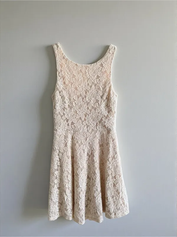 Speechless Cream Lace Dress with Coral Zip‎ Accent - Image 2