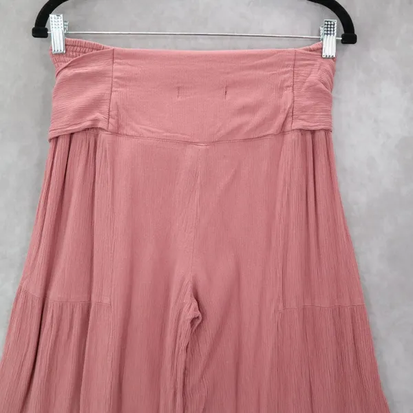 Rewash Pink Boho Wide Leg‎ Palazzo Pants Flowy High Waist Tie Front M Medium - Image 6