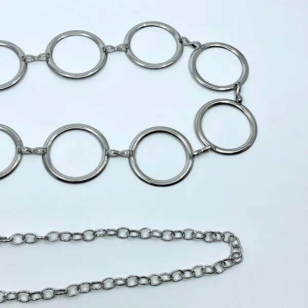 Y2K Minimalist Silver Open Circle Chain Belt, Fits 24.5–42 Inches, X7GA1229 - Image 7