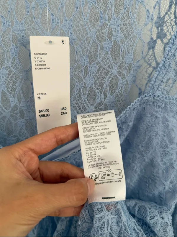 Urban Outfitters Medium NEW Jolene Sheer Lace Babydoll Top Blue Fairy Whimsical - Image 3