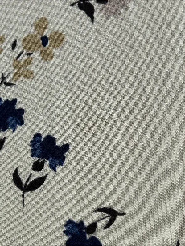 Ann Taylor White Floral Bell-Sleeve Blouse Red, Navy & Tan Print LG - Image 10