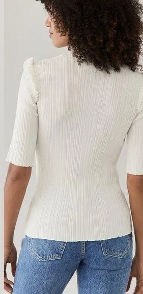 HOLZWEILER Taiger Knit Tee in off white ecru sz M - Image 2