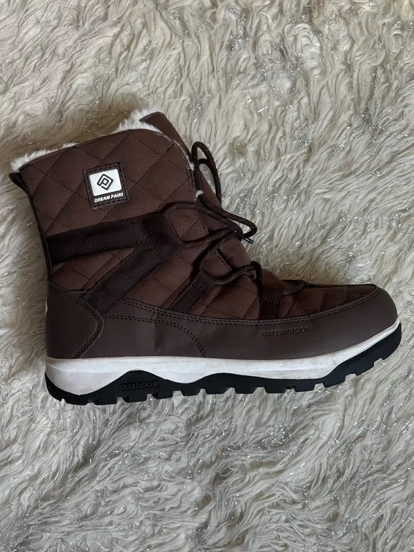 Dream Paris Brown Women’s Faux Fur Waterproof Snow Boots Size US 10 - Image 4
