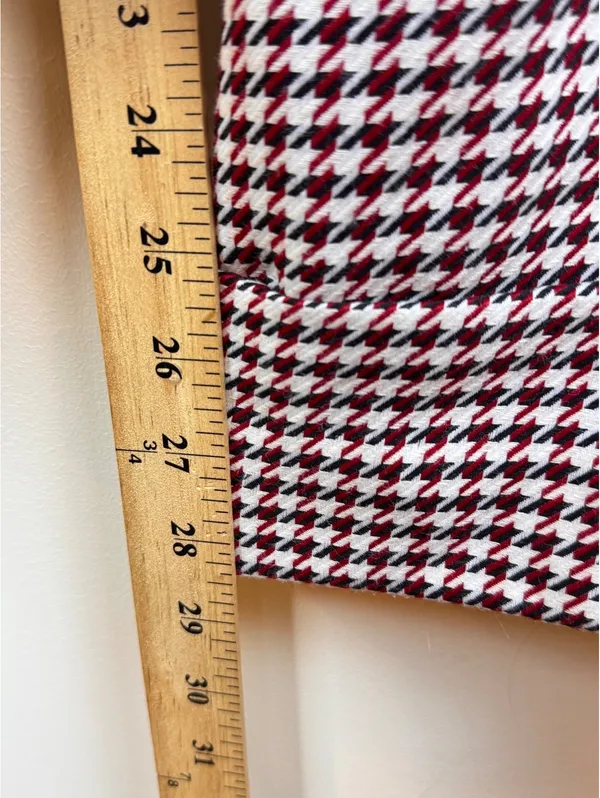 Space Simona Corsellini Houndstooth Wide Leg Palazzo Pants IT 42 Red Black - Image 12