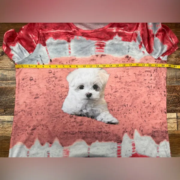 Tie-Dye Puppy Short Sleeve Tee – Coral - Image 5