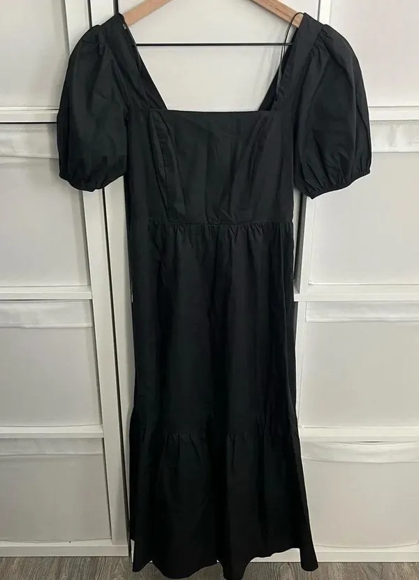 ASTR the Label Black Puff Sleeve Poplin Midi Dress - Image 4