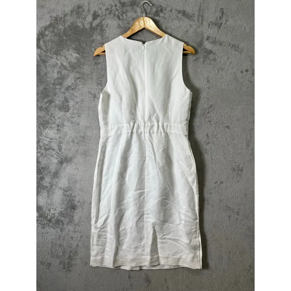 J.Crew Structured Linen Blend Sheath Dress White Minimalist Quiet Luxury Coastal - Image 6