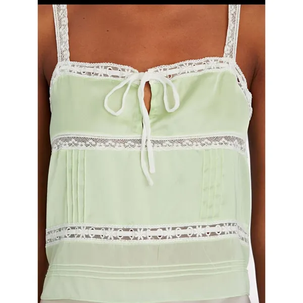 LoveShackFancy Sunny Lace Trimmed Pintucked Camisole light green - Image 6