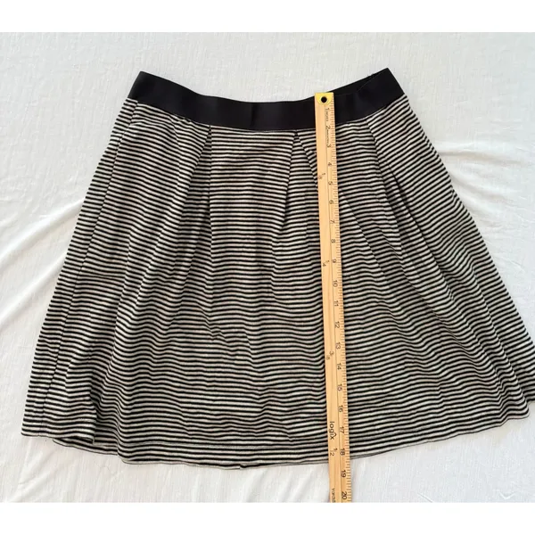 Max Studio Womens Striped Pleated Mini Skirt Black Beige Elastic Waist 4705A14A - Image 3