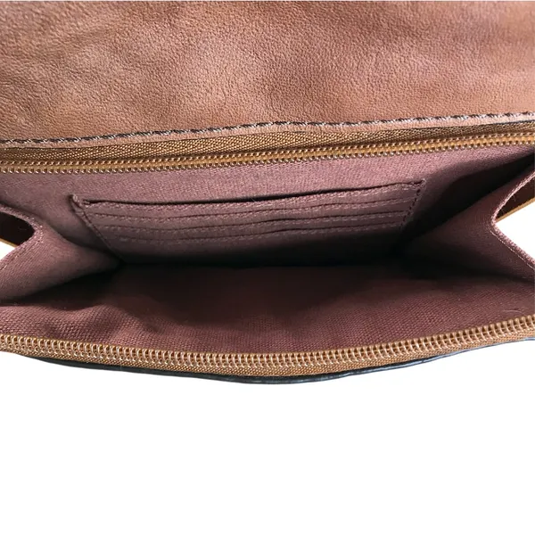 FOSSIL VTG Carson Turn-Lock Leather Crossbody Bag Brown Retro Y2K Timeless - Image 5