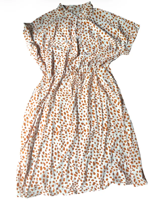 Dalmatian print drawstring waist midi dress - Image 2