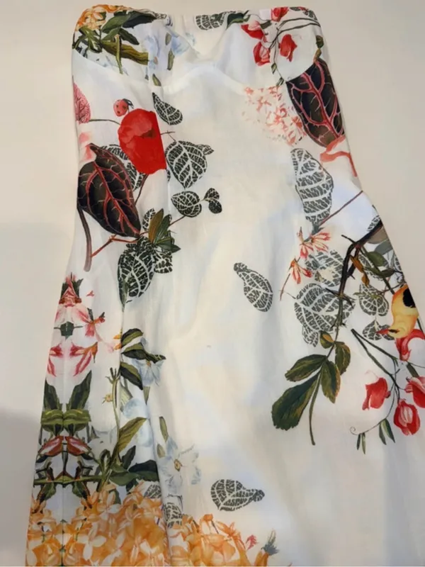 Commense White Midi Dress with Multicolor Floral & Botanical Print - Image 2