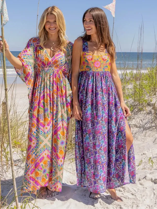 NWT Natural life Tricia maxi dress in dark purple daisies - Image 5