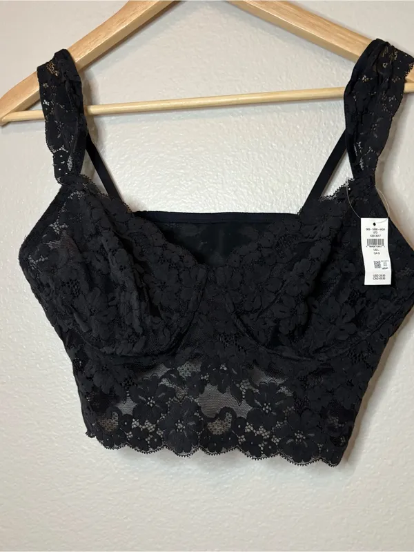 Aerie nwt black lace bralette top light coverage large summer lingerie casual - Image 3