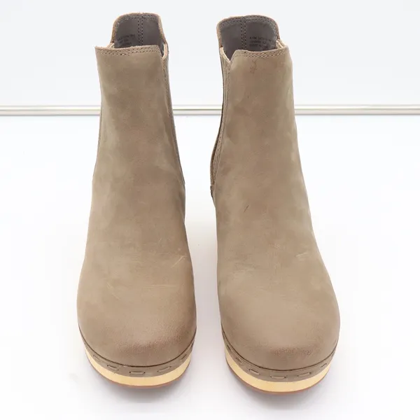 Frye and Co. Boots Womens 8.5 Odessa Chelsea Taupe Wood Heel Platform NEW - Image 2