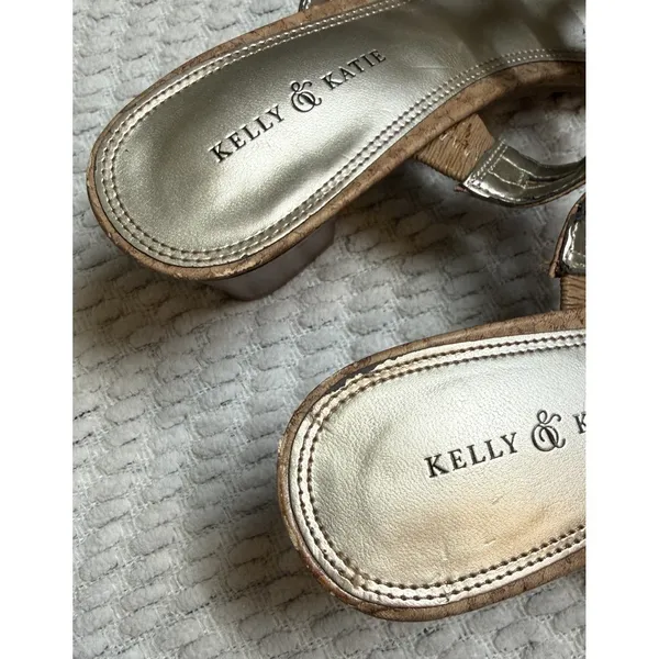 kelly and katie Women's cork textured twisted block heel Slip On sandals Size‎ 8 - Image 4