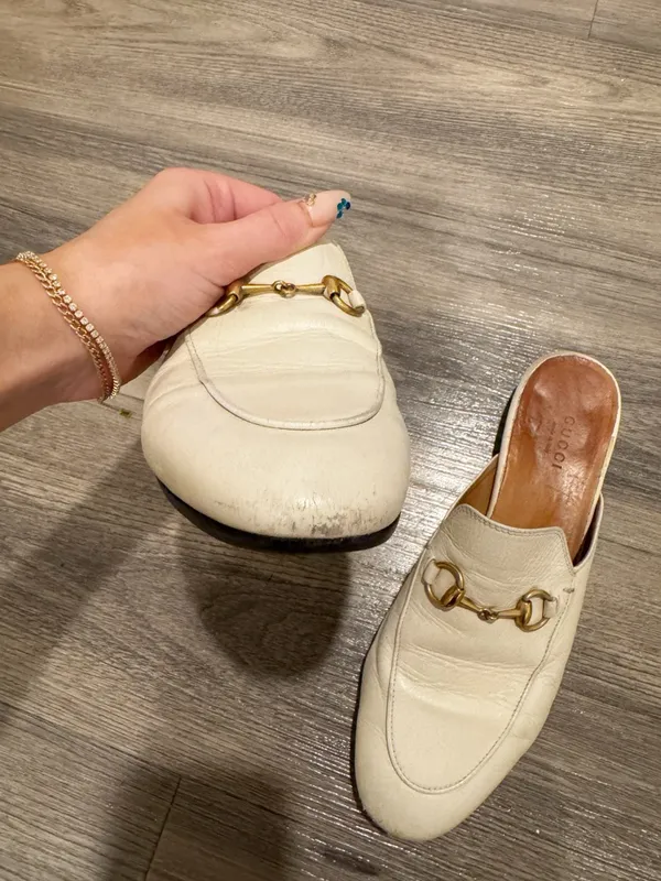 Gucci Princetown Horsebit Slipper Loafer in White Size 37.5 (7.5) - Image 4