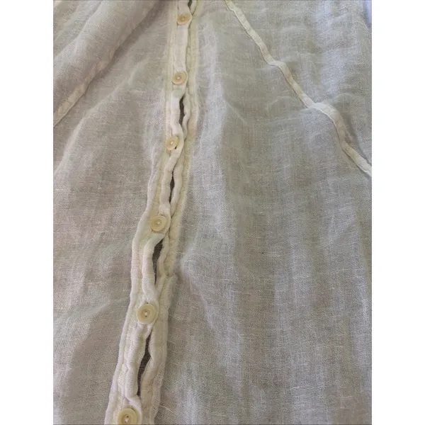 Flax Linen Sz M Cream White Sheer Tunic Top Shirt Dress Beach Coverup Breezy - Image 8