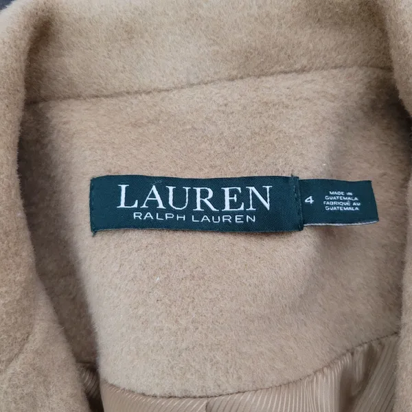 Lauren Ralph Lauren Camel Wool Blend Reefer Coat Women's Size 4 Small - Image 7