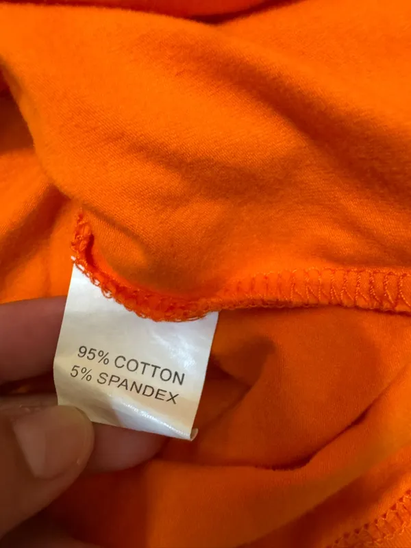 Graphic V-Neck Tee - Orange with White Script woman size M - Image 5