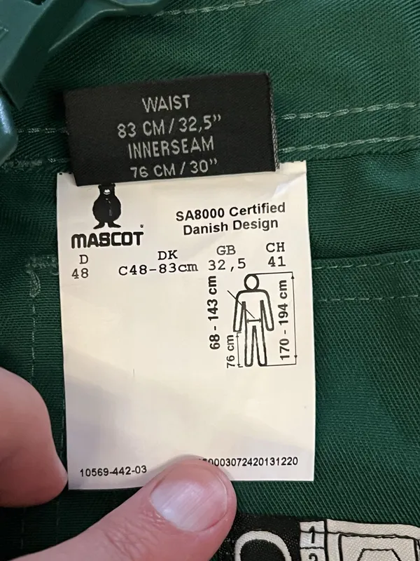 Mascot Newark Overalls Mens C48 33x30 Green Workwear Bib Knee Pad 10569-442-03 - Image 9