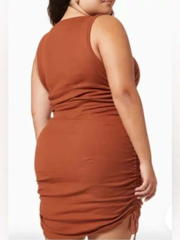 Good American Rush Mini Tank Brown Sleeveless Dress Rushed to Length Size 3X - Image 3