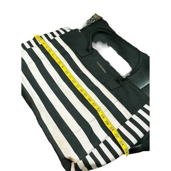 Victoria's Secret Black & White Striped Canvas Tote Bag With Handles - Image 7
