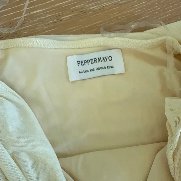 Peppermayo Maxi Dress Off Shoulder Flowy Ginny Size XXS Pale Butter Yellow - Image 3