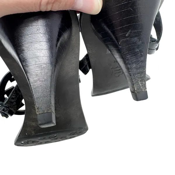 Tory Burch Miller Kitten Heel Sandal Black Patent Leather Slingback Size 8 - Image 6