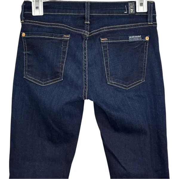 7 For All Mankind The Cropped Skinny Dark Wash Blue Jeans Size 25 - Image 6
