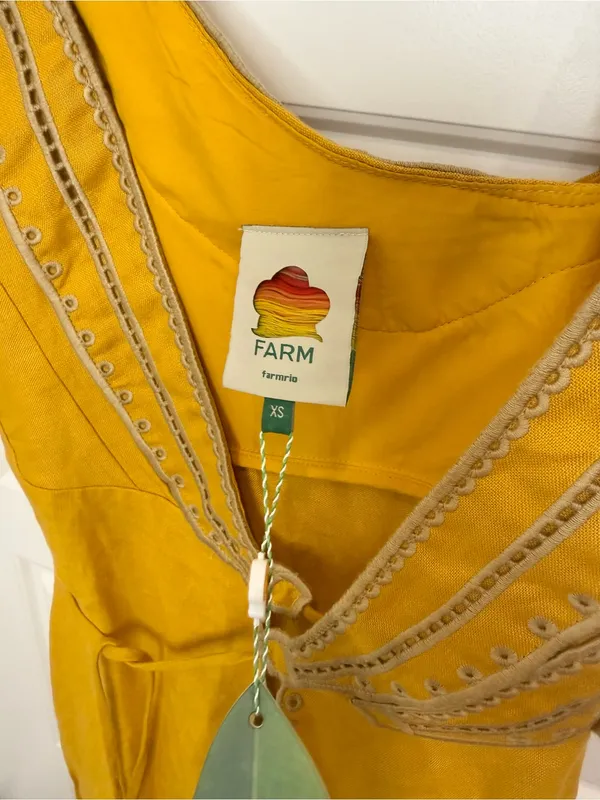 Farm Rio Yellow Bananas Euroflax™ Premium Linen Maxi Wrap Dress Woman’s Size Xs NWT - Image 9