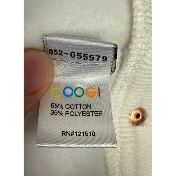 Coogi Hoodie Womens Medium White Full Zip Embroidered Logo‎ Fleece Raglan Sleeve - Image 4