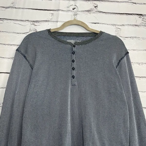 Kenneth Cole Reaction Gray Long Sleeve Tee 1/4 Button SZ XL Relaxed Loose Fit - Image 6