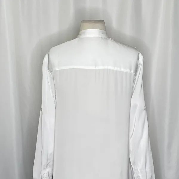 SUMMERSALT The Silky Luxe Short Effortless Shirtdress Cover-Up Solid‎ White XS - Image 9