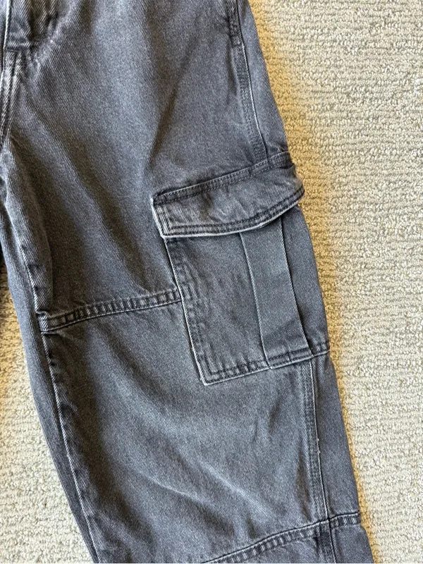 H&M Black Washed Cargo Wide Leg‎ Jeans Size 2 Bikercore - Image 3