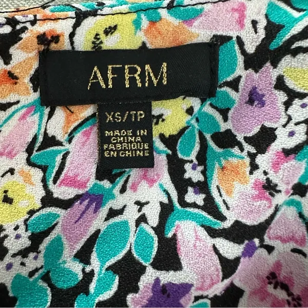 AFRM Revolve Floral Retro Puff Long Sleeve Mini Dress Size XS - Image 5