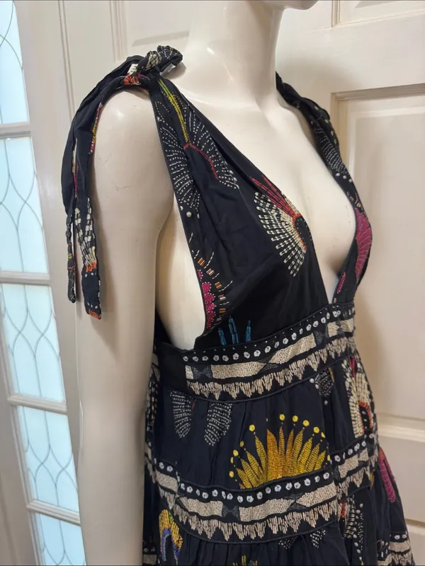Farm Rio Tiered printed cotton-voile midi dress In Black Size Medium - Image 9