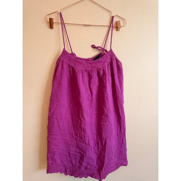 Gap Swing Dress Size S Purple Cattelya Orchid‎ Cotton Gauze Embroidered Boho - Image 4