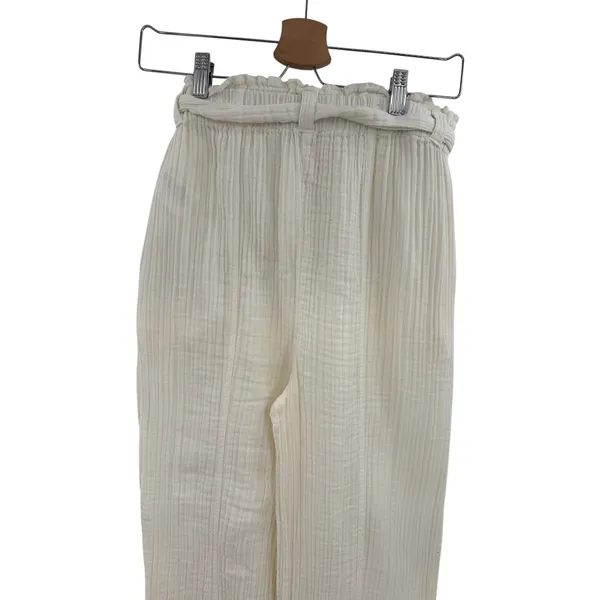 Free People Ivory Double Gauze Paperbag‎ Tie Waist Beach Pants Size XS - Image 6
