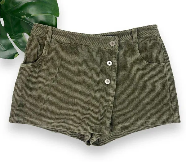 Lulus Cooler Days Corduroy Skort | Skirt in Olive Green - Image 3