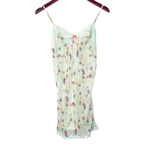 Victoria's Secret Sheer Floral Lace Chemise Nightie Women's‎ Small Mint Green - Image 2