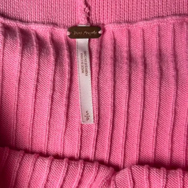 Free People Lolita Pink Ribbed Knit Slit Front Maxi Skirt Small Soft Indie Core - Image 5