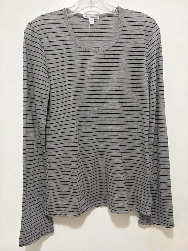 James Perse Bell-Sleeve Striped Tee Heather Grey & Black Size Medium NWT - Image 5